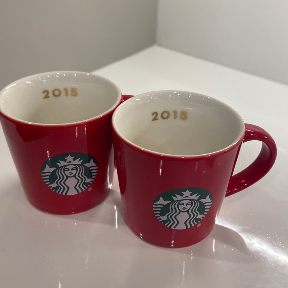 Set of 2! Starbucks 2015 Holiday espresso/ornament mugs